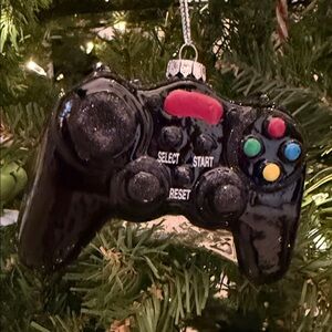 Festive Black Gaming Controller Ornament